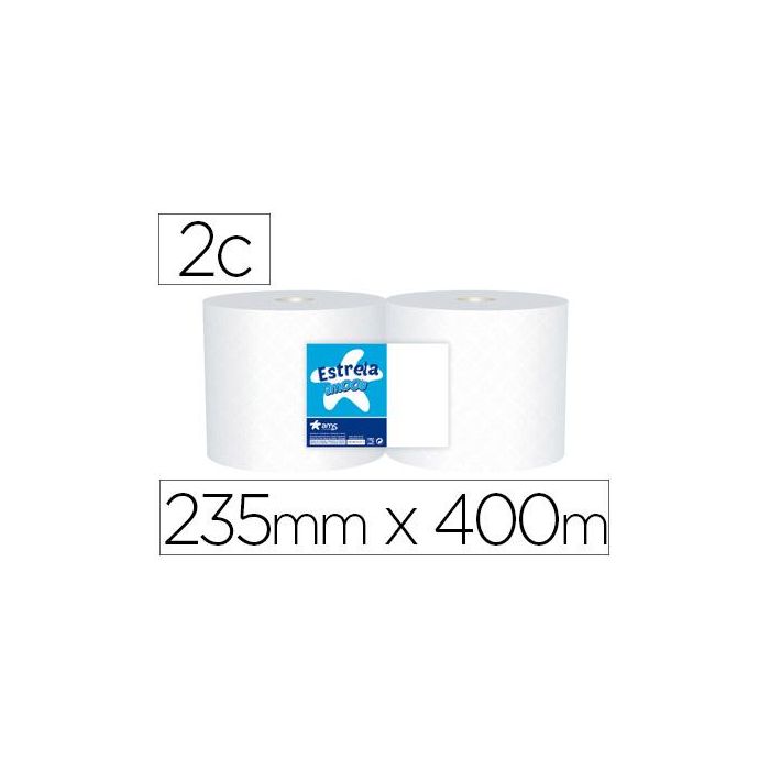 Papel Secamanos Industrial Amoos 2 Capas 235 mm X 400 Mt Paquete De 2 Rollos