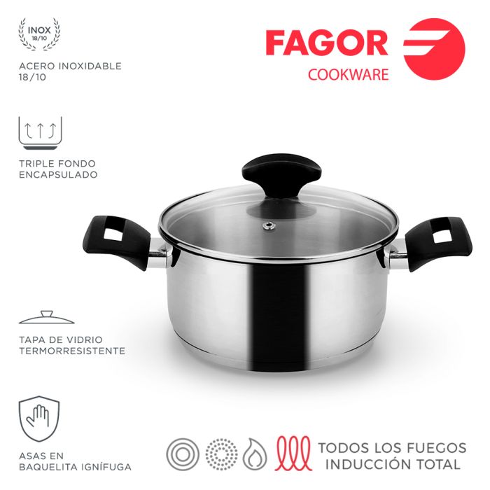 *ult.unidades*cacerola alaia + tapa acero inoxidable 18/10 fagor ø20x9cm 0 *ult.unidades*cacerola alaia + tapa acero inoxidable 18/10 fagor ø20x9cm 0