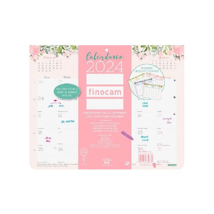 Finocam Calendario Bloc Design De Pared 250x200 Con Imán Para Escribir 2024