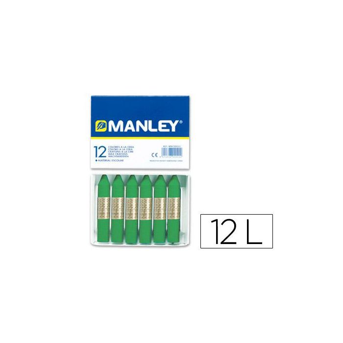 Lapices Cera Manley Unicolor Verde Primavera N.25 Caja De 12 Unidades