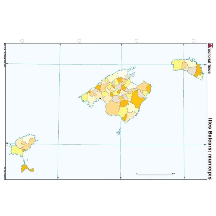 Mapa Mudo Color Din A4 Islas Baleares Politico 100 unidades 2