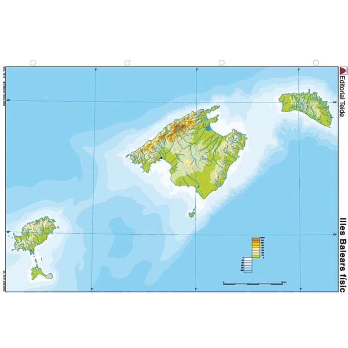 Mapa Mudo Color Din A4 Islas Baleares Fisico 100 unidades 1