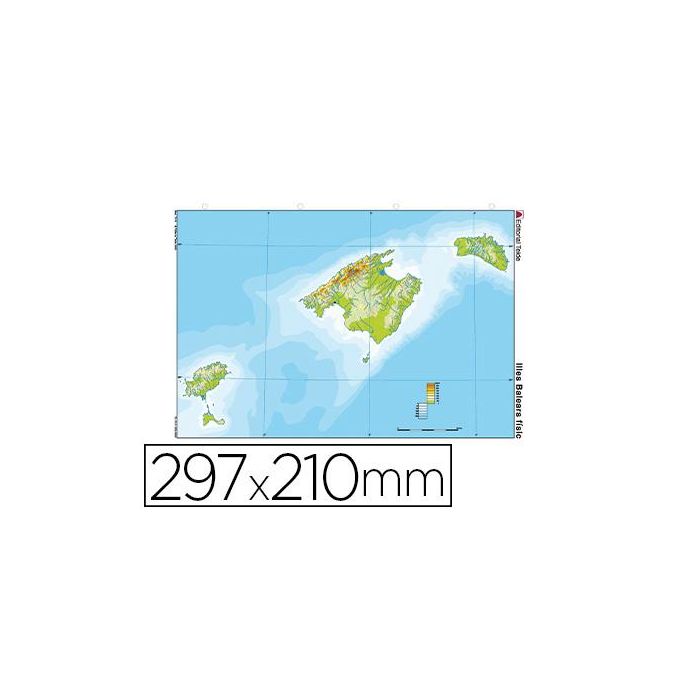 Mapa Mudo Color Din A4 Islas Baleares Fisico 100 unidades
