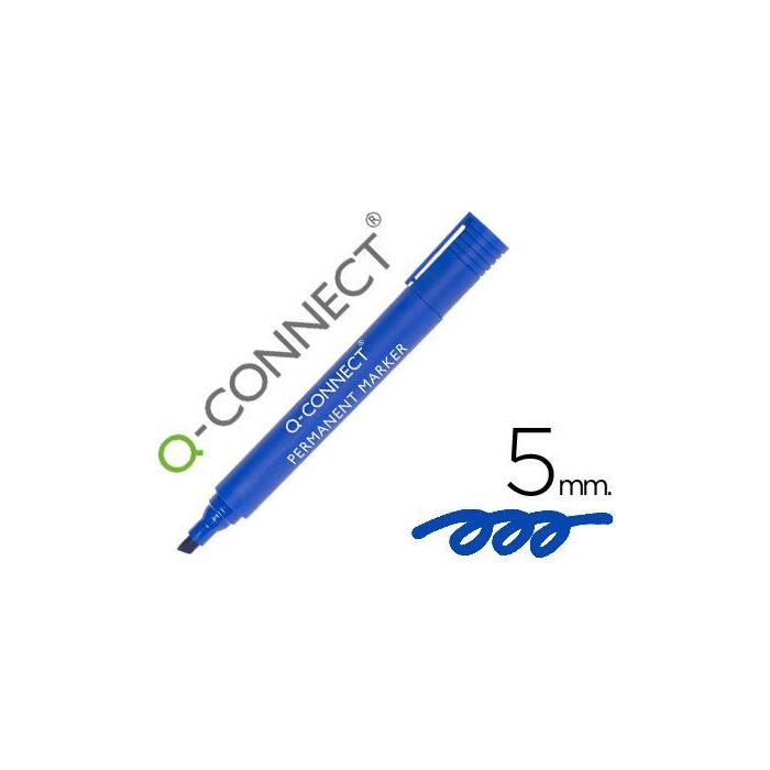 Rotulador Q-Connect Marcador Permanente Azul Punta Biselada 5 mm 10 unidades