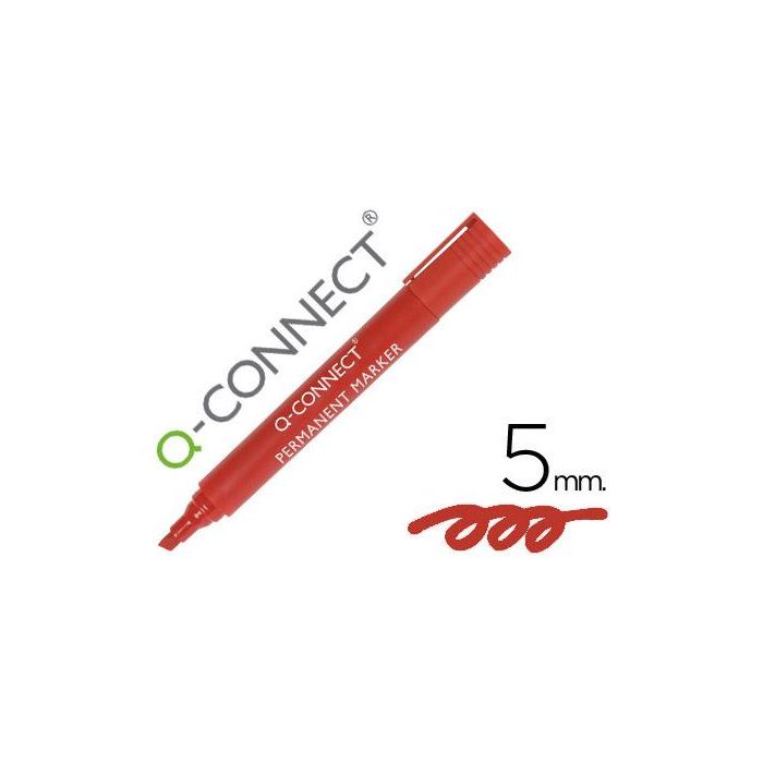 Rotulador Q-Connect Marcador Permanente Rojo Punta Biselada 5 mm 10 unidades