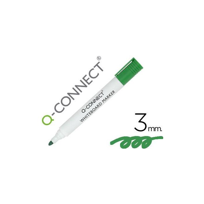 Rotulador Q-Connect Pizarra Blanca Color Verde Punta Redonda 3 mm 10 unidades