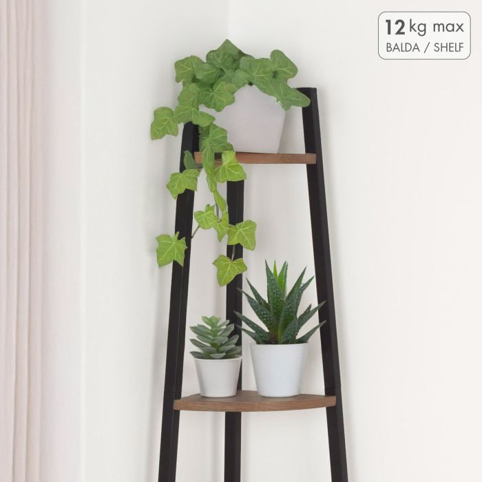 Estantería Max Home Negro Hierro Madera MDF 4 Estantes 30 x 135 x 30 cm 4