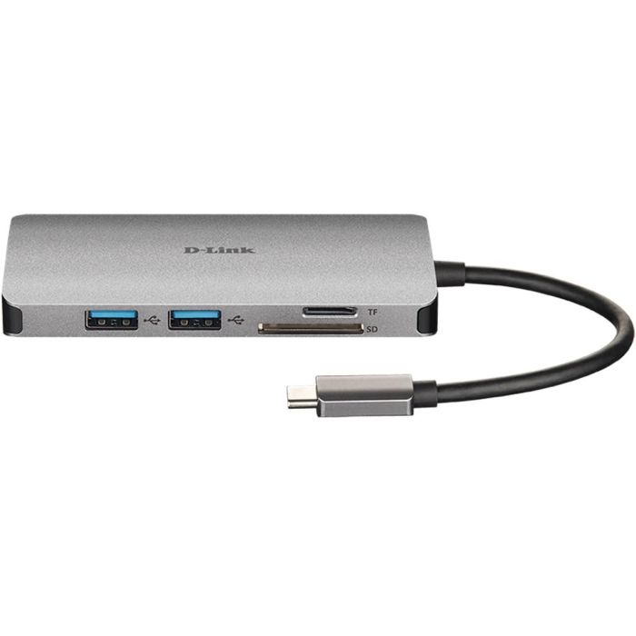 D-Link DUB-M810 Docking Station Hub USB-C con HDMI 4K, Gigabit Ethernet, Lector SD/microSD, 3x USB 3.0 y USB-C Power Delivery 100W Gris 1