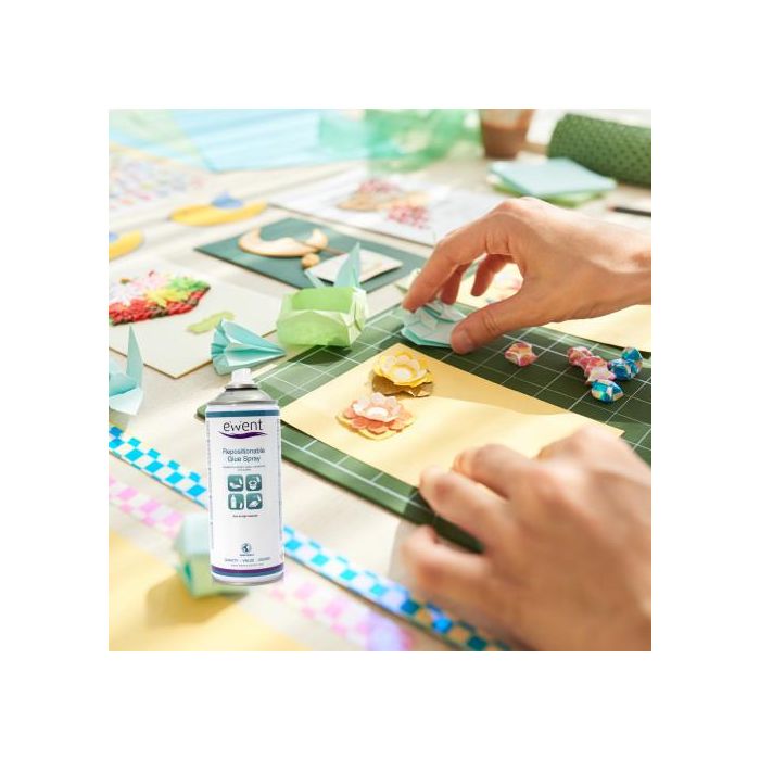 Ewent EW5625 Spray de Pegamento Reposicionable, Secado Rápido para Plástico, Papel, Corcho, Cartón, Poliestireno, Textiles y Espumas 6
