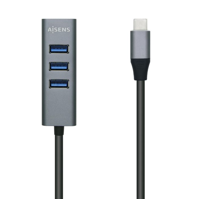 AISENS HUB USB 3.1 USB-C, USB-C/M-4xTIPO A/H, GRIS, 15cm