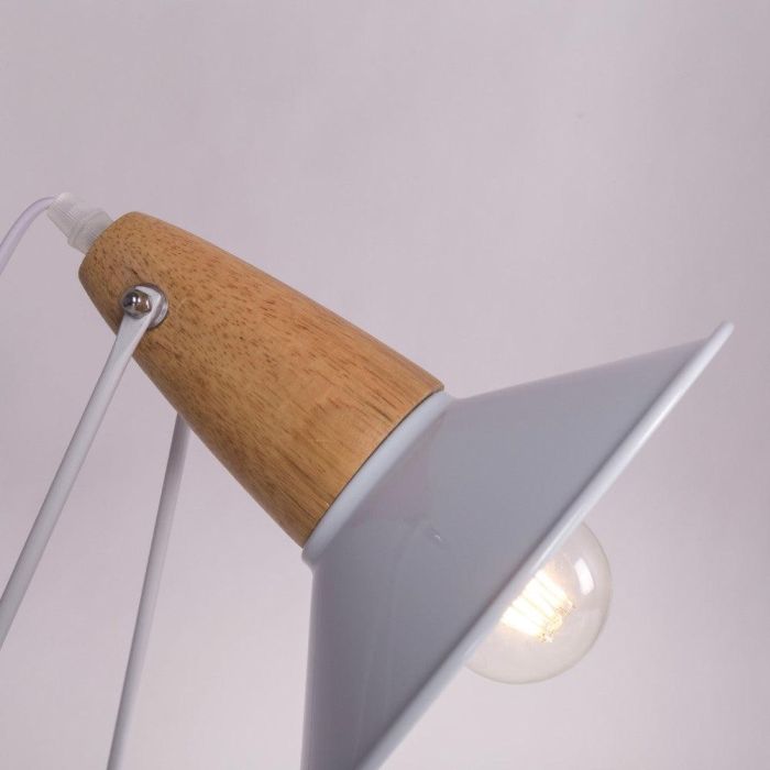 Lámpara de Mesa SKD-T1013, Metal y Madera, Diseño Moderno, Interruptor Cable, compatible Bombilla LED E27 para Salón Dormitorio Oficina. 3 Lámpara de Mesa SKD-T1013, Metal y Madera, Diseño Moderno, Interruptor Cable, compatible Bombilla LED E27 para Salón Dormitorio Oficina. 3