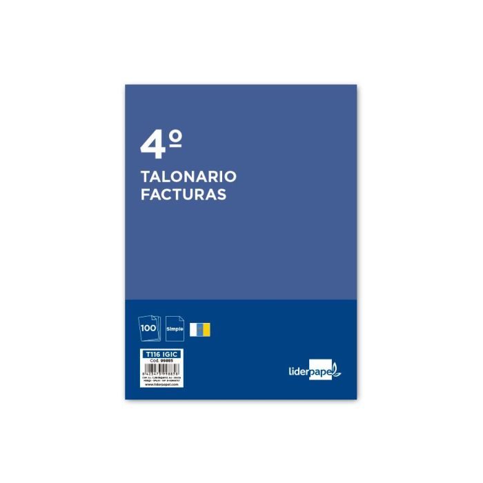 Talonario Liderpapel Facturas Cuarto Original 116 Con I.G.I.C. 10 unidades 1