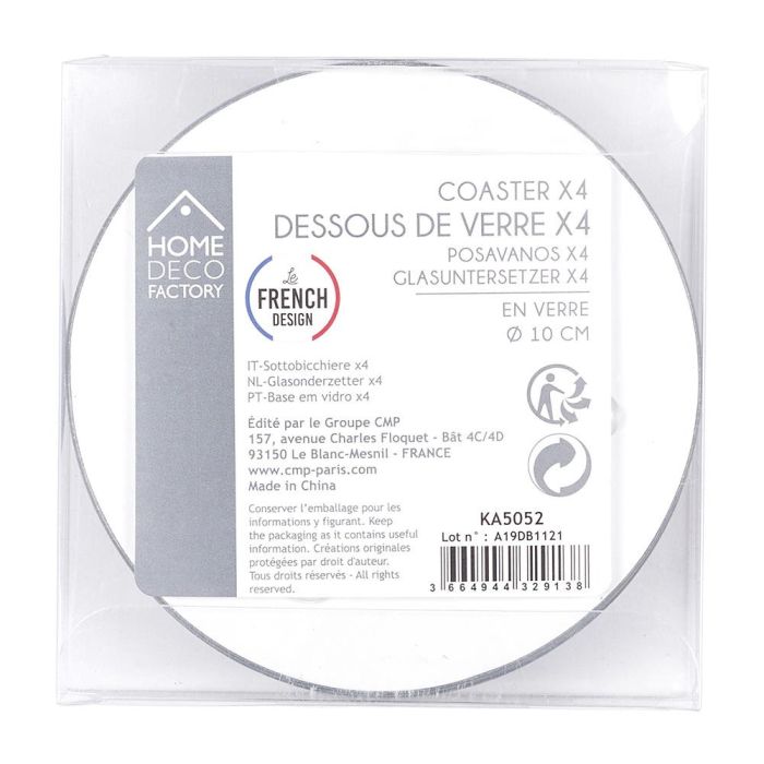 Home Deco Factory Juego de 4 Posavasos Vinil Diámetro 10 cm 1