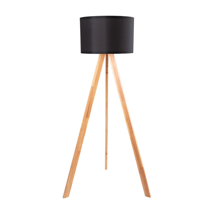 Lámpara de Suelo "Pyongyang" Trípode Madera Pantalla Tela Casquillo E27 [OPV-780SGN2423] 11
