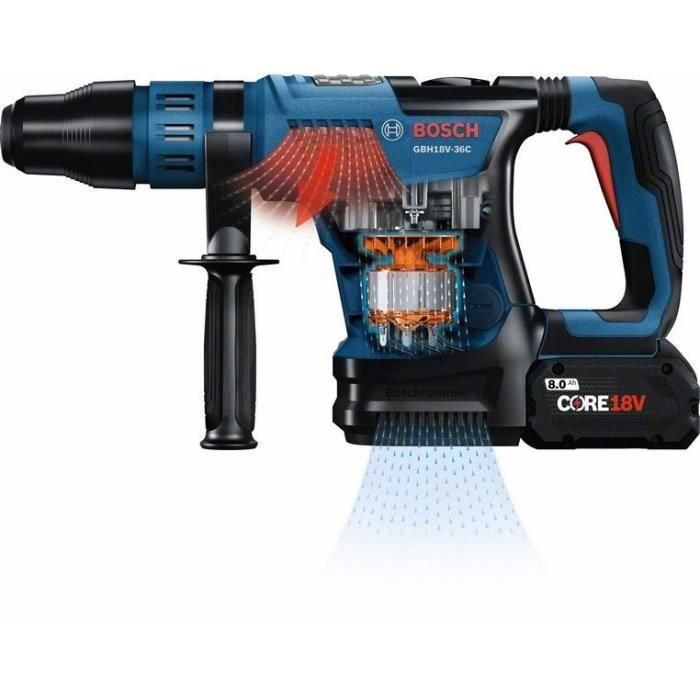 Martillo perforador a batería SDS Max GBH 18V-36 C con dos baterías ProCORE 5.5Ah + cargador GAL 1880 CV BOSCH caja estándar 4 Martillo perforador a batería SDS Max GBH 18V-36 C con dos baterías ProCORE 5.5Ah + cargador GAL 1880 CV BOSCH caja estándar 4