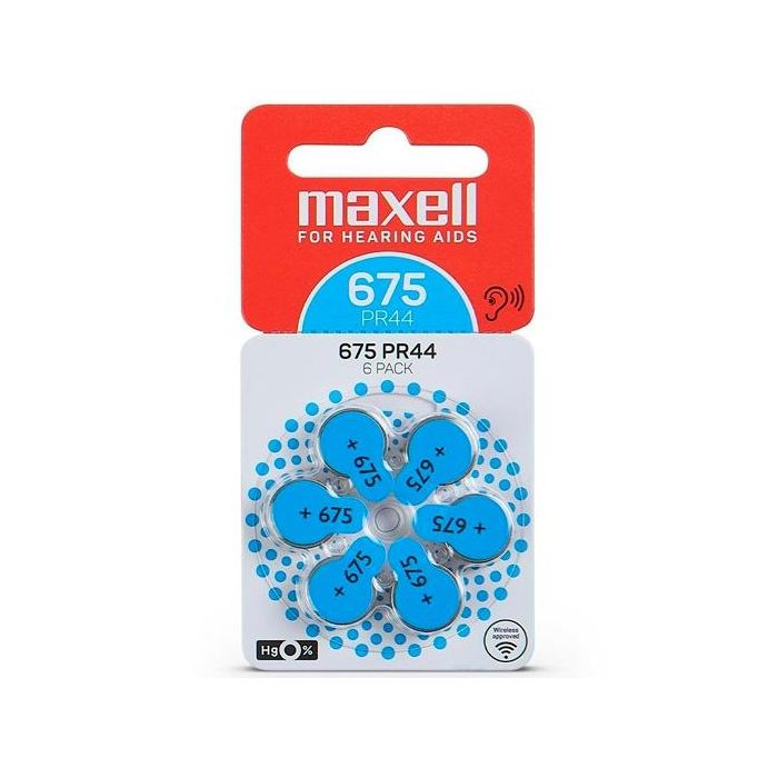 Maxell baterias de aire de zinc 1,45v - pr44 675 pack 6u