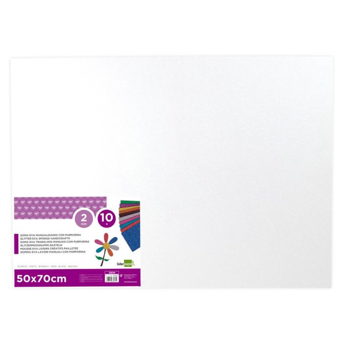 Goma Eva Con Purpurina Liderpapel 50x70 cm 60 gr- M2 Espesor 2 mm Blanco 10 unidades 1