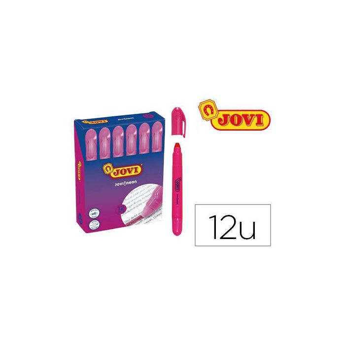 Jovi Marcador Fluorescente Jovi!Neon De Gel En Stick 140 mm Rosa Caja 12 Ud