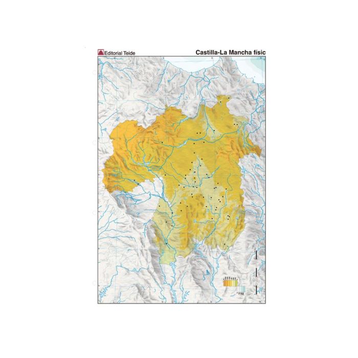 Mapa Mudo Color Din A4 Castilla-La Mancha Fisico 100 unidades 2