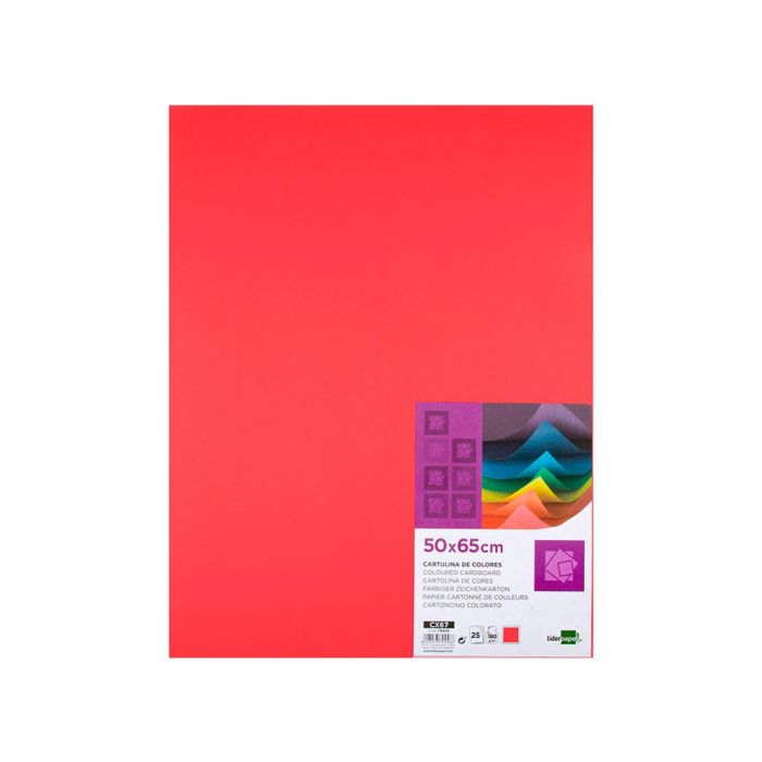 Cartulina Liderpapel 50x65 cm 180 gr-M2 Rojo Paquete De 25 Hojas 1