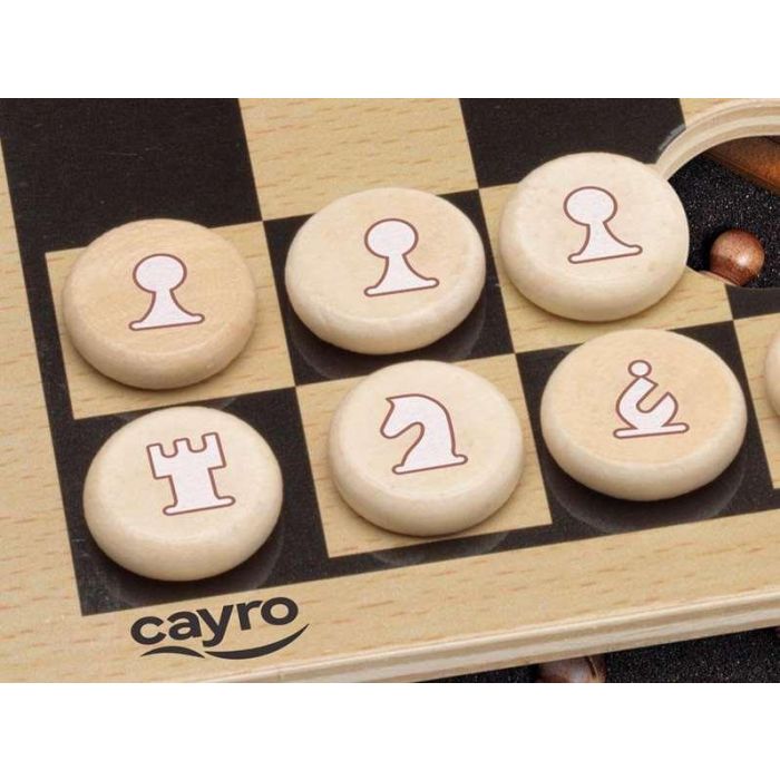 Juego ajedrez de madera en caja de metal 12x19,5x5cm 1 Juego ajedrez de madera en caja de metal 12x19,5x5cm 1