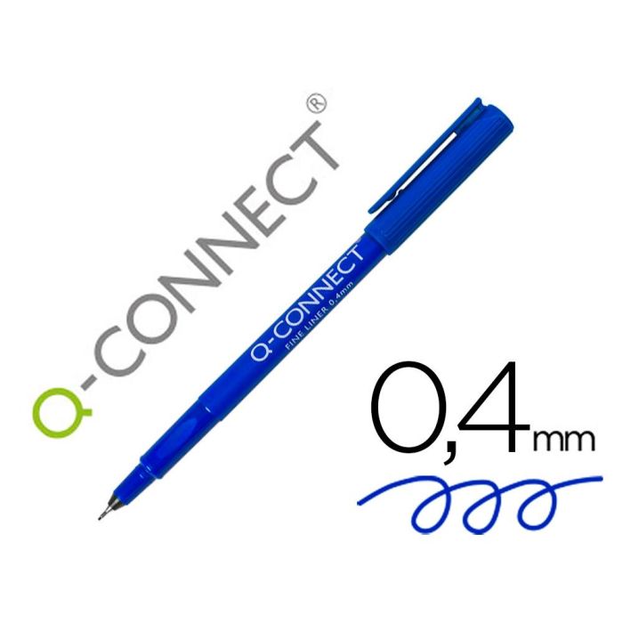 Rotulador Q-Connect Punta De Fibra Fine Liner Azul 0.4 mm 10 unidades