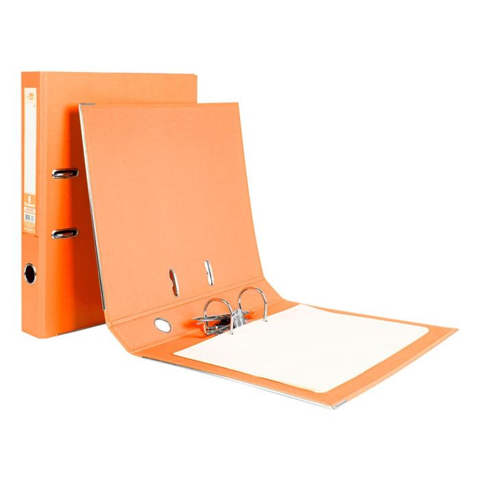 Archivador De Palanca Liderpapel Folio Documenta Forrado Pvc Con Rado Lomo 52 mm Naranja Compresor Metalico 2