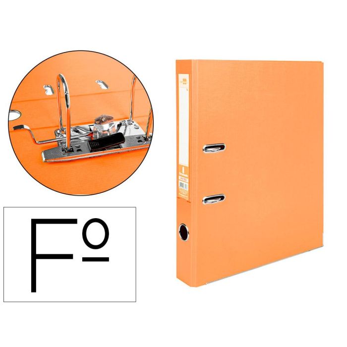 Archivador De Palanca Liderpapel Folio Documenta Forrado Pvc Con Rado Lomo 52 mm Naranja Compresor Metalico 6 unidades