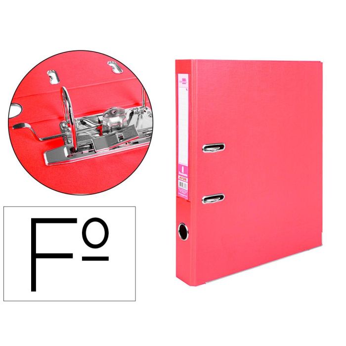 Archivador De Palanca Liderpapel Folio Documenta Forrado Pvc Con Rado Lomo 52 mm Rojo Compresor Metalico 6 unidades