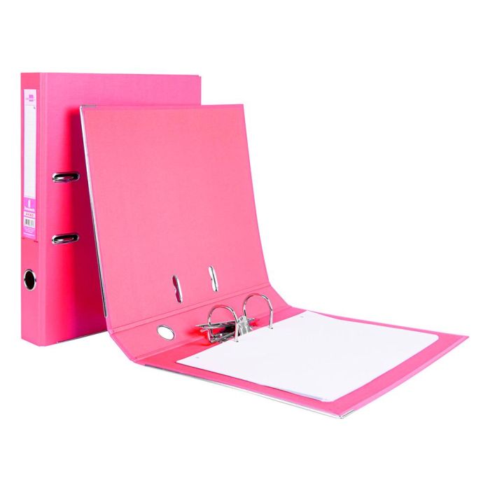 Archivador De Palanca Liderpapel Folio Documenta Forrado Pvc Con Rado Lomo 52 mm Rosa Compresor Metalico 4