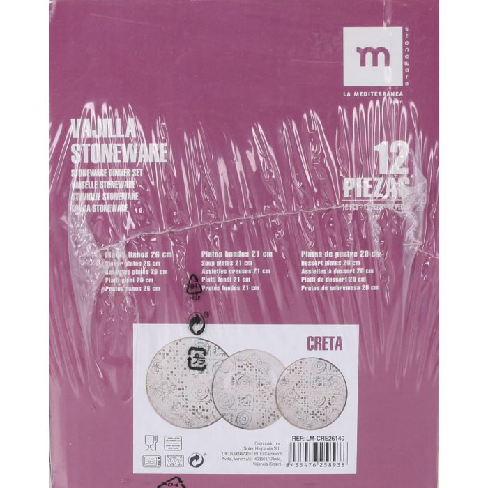 La Mediterranea Vajilla 12 Piezas Creta Monaco Ivory Brillo (2 Unidades) 5