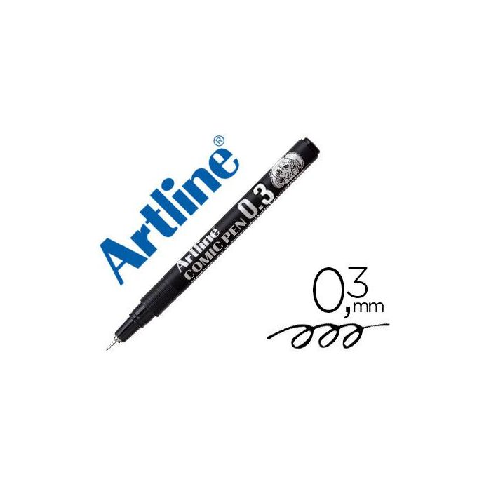 Rotulador Artline Calibrado Micrometrico Negro Comic Pen Ek-283 Punta Poliacetal 0,3 mm Resistente Al Agua 12 unidades