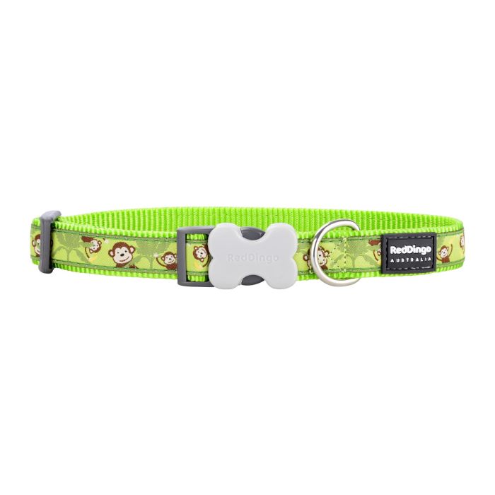 Red Dingo Collar para Perro Ajustable Extra Cómodo y Fuerte con Hebilla Inoxidable Monkey Lime Green Nylon 25mm x 41-63cm 1