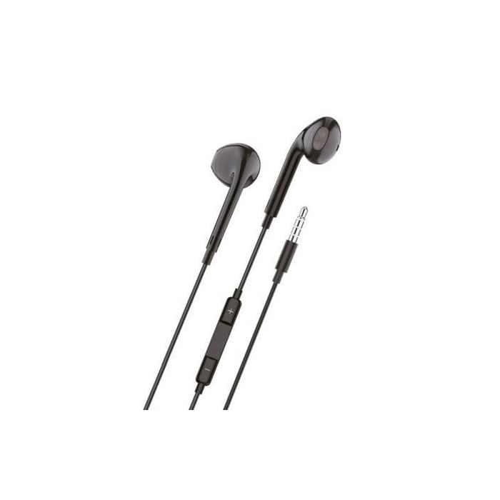 Tech One Tech Auriculares Eartech con Micrófono, Control de Volumen y Botón Multifunción, Compatibles con Apple, Android y Windows, Negro