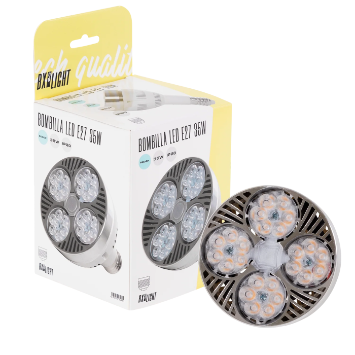 BX3 LIGHT Bombilla LED PAR30 35W 2800 Lm 6000K E27, con Ventilador Integrado 40000 Horas, Ref. BX3-PAR30-35-WF-CW BX3 LIGHT Bombilla LED PAR30 35W 2800 Lm 6000K E27, con Ventilador Integrado 40000 Horas, Ref. BX3-PAR30-35-WF-CW