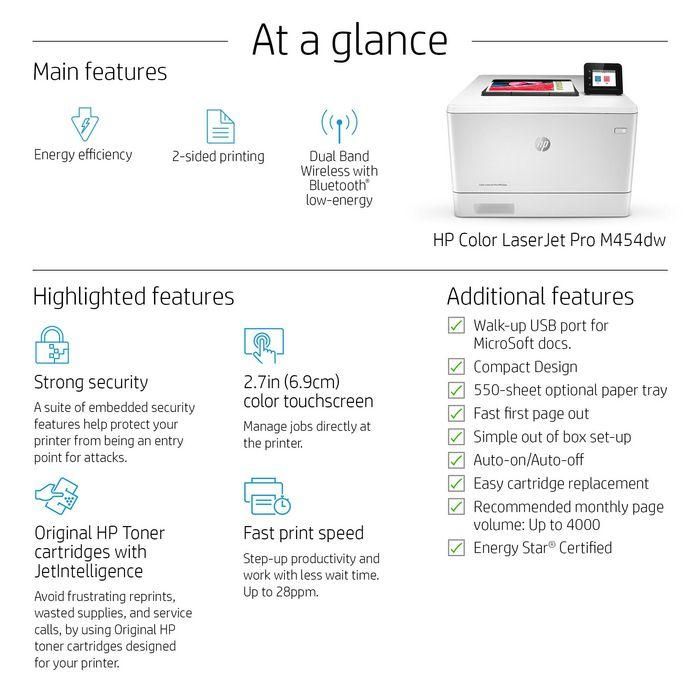 HP Color LaserJet Pro M454dw Impresora Láser Color Profesional A4 con WiFi, 28 ppm, Resolución 600x600ppp 38
