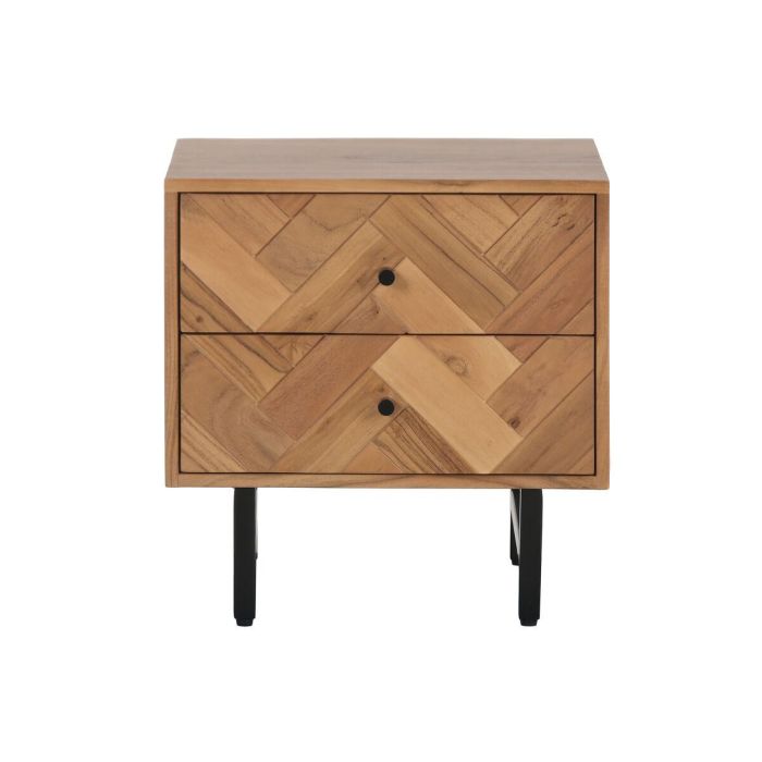 DKD Home Decor Mesita de Noche Moderna Espiga 40 x 50 x 50 cm Acacia y Metal 1