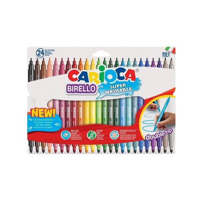 Carioca Rotulador Birello Doble Punta Fina-Media Colores Surtidos Estuche 24 Ud Carioca Rotulador Birello Doble Punta Fina-Media Colores Surtidos Estuche 24 Ud