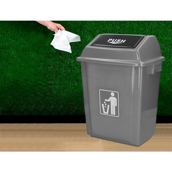 Q-connect Papelera Contenedor Plástico con Tapa de Balancín 58 Litros Gris 470x330x760 mm 7