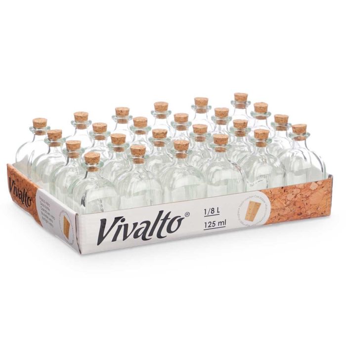 Frasca Vidrio 125 Ml Tapon Corcho Vivalto 5X10CM (48 Unidades) 2 Frasca Vidrio 125 Ml Tapon Corcho Vivalto 5X10CM (48 Unidades) 2