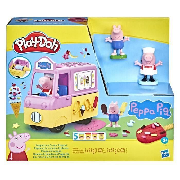 Play-Doh Peppa y George - Camión de Helados con 5 Tarros de Masa Moldeable