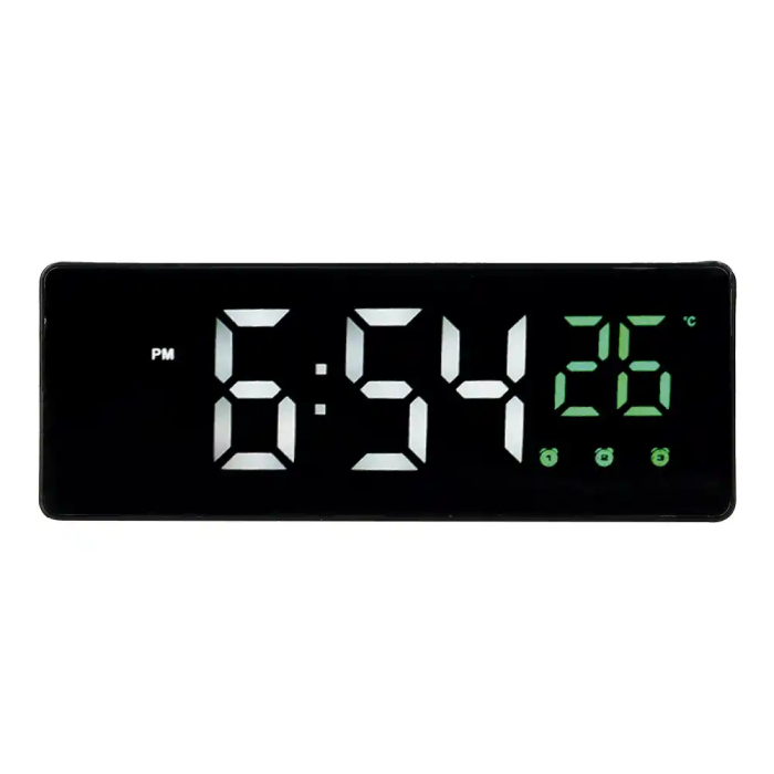 Q-connect Reloj Digital Sobremesa con Temperatura, 3 Alarmas y Control de Voz, 160x60x25mm 1