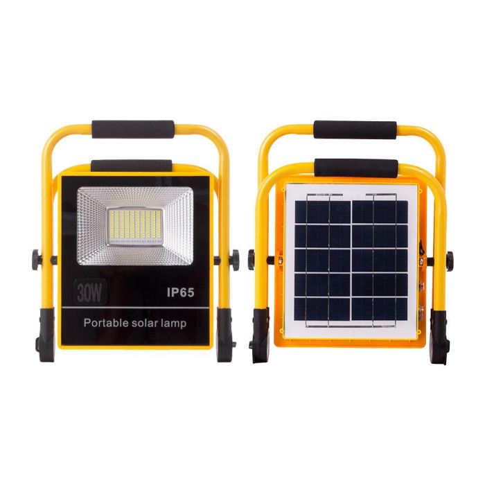 Proyector LED Solar 30W 6500K, Panel 6V/9W, Batería 8000mAh. Control Remoto, Power Bank, Autonomía 8-36h. [HO-SOLARFL-30W-05]