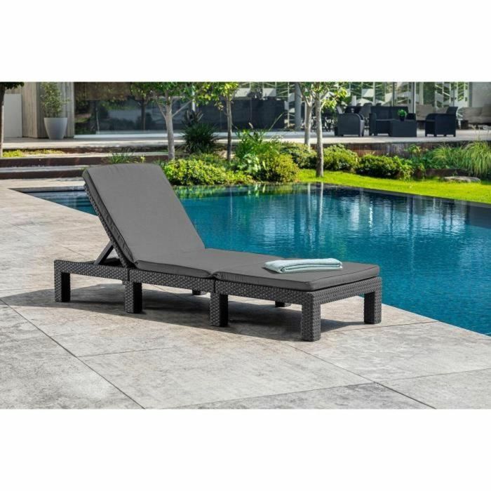 ALLIBERT Tumbona de Jardín Daytona De Luxe Imitación Resina Tejida 4 Posiciones con Cojín Gris Grafito 187x58x29cm 5