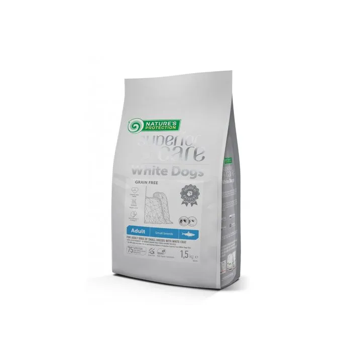 Nature's Protection Pienso Seco para Perros Adultos de Razas Pequeñas con Pelo Blanco, Arenque, 1.5 kg