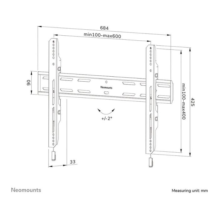 Soporte TV Neomounts WL30S-850BL16 40-82" 40" 42" 86" 70 Kg 10