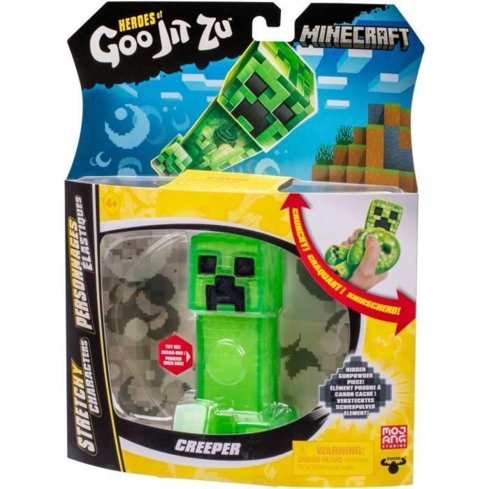 Heroes Of Goo Jit Zu HER0630996429594 Figura Elástica Goo Jit Zu de Creeper de Minecraft 11 cm, con Textura y 3X Más Elástico 1