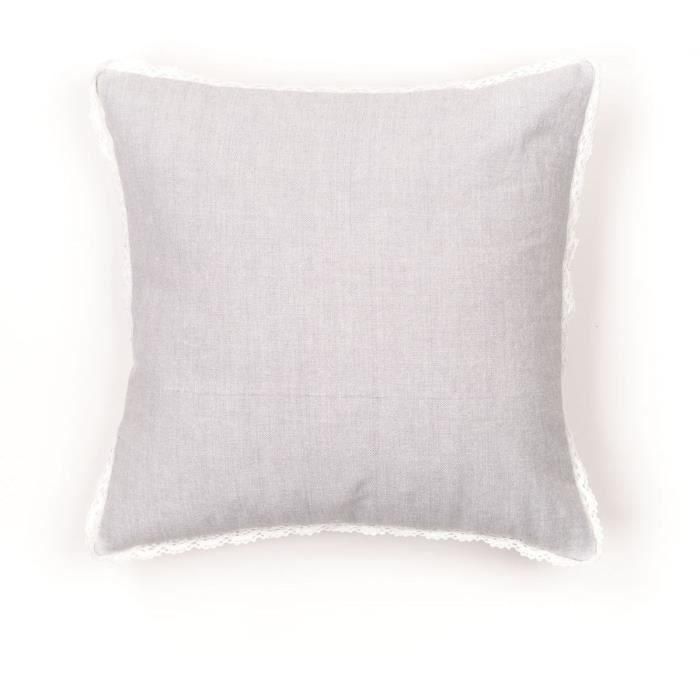 Cojín - HOY - CHARME - Chambray x Dentelle Capucine - 40 x 40 cm 3 Cojín - HOY - CHARME - Chambray x Dentelle Capucine - 40 x 40 cm 3