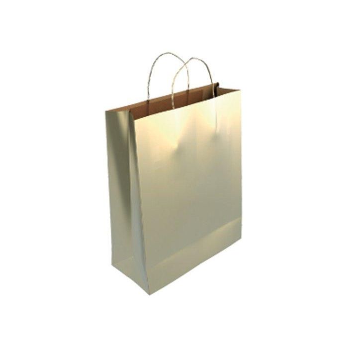 Bolsa De Papel Andina Kraft Liso 40X46X18 Cm Crudo/Oro Paquete De 25