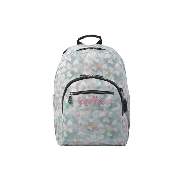 Totto Mochila Escolar Corazones Pastel MA04ECO001-23110-4HX Liviana y Práctica con Compartimento para PC de 14 Litros 20.3
